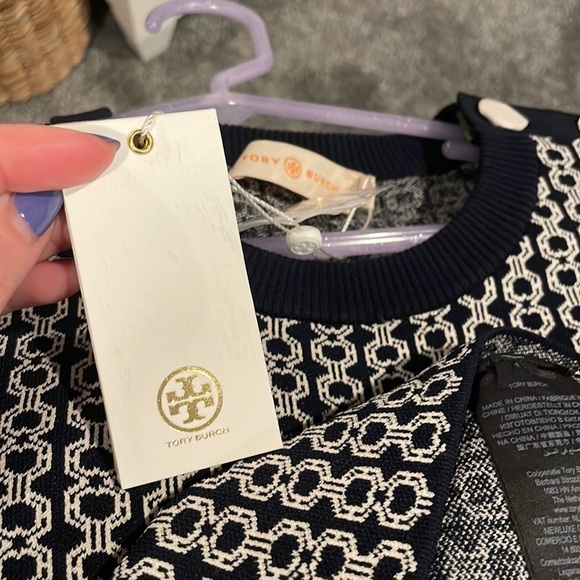 *Final Price* Tory Burch NWT Gemini Link Jacquard Short-Sleeve Sweater Size SP - Picture 8 of 10